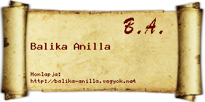 Balika Anilla névjegykártya